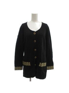 Fendi Vintage Cotton Cardigan Embroidery Gold Button V-neck Long Sleeve 42